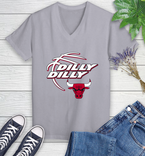 NBA Chicago Bulls Dilly Dilly Basketball Sports Women's V-Neck T-Shirt 4