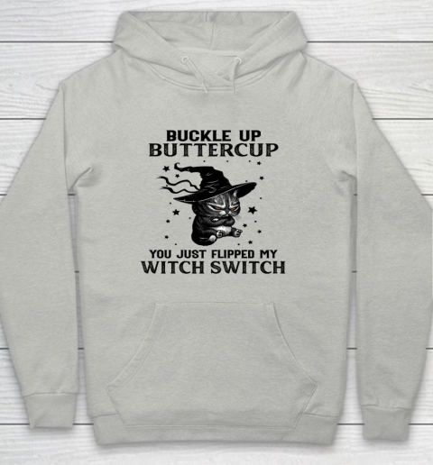 Halloween Cat Buckle Up Buttercup You Just Flipped My Witch Switch Youth Hoodie