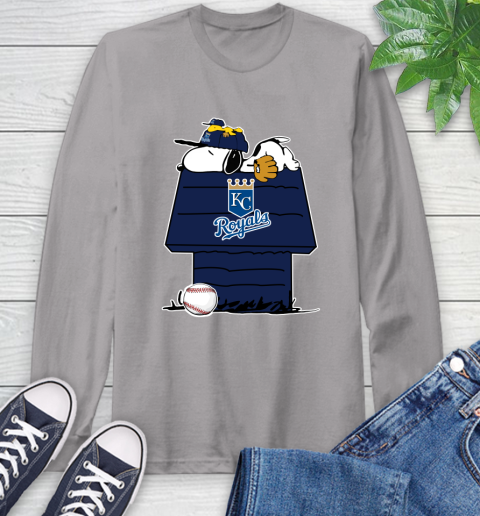 MLB Kansas City Royals Snoopy Woodstock The Peanuts Movie Baseball T Shirt Long Sleeve T-Shirt 6