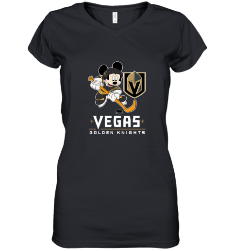 NHL Hockey Mickey Mouse Team Vegas Golden Knights Women's V-Neck T-Shirt