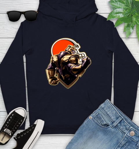 NFL Thanos Avengers Endgame Football Sports Cleveland Browns Youth Hoodie 4
