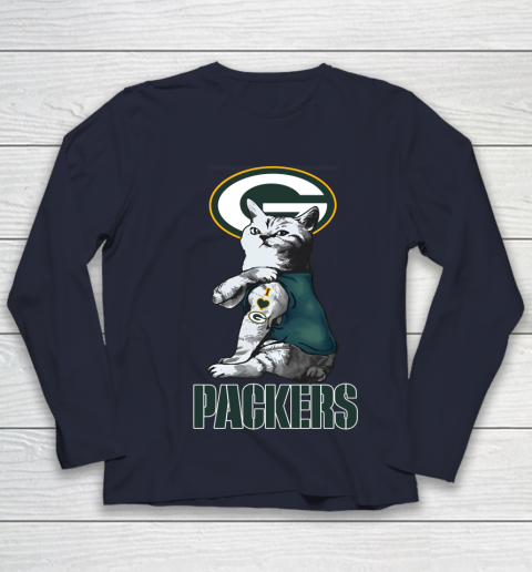 NFL Football My Cat Loves Green Bay Packers Youth Long Sleeve 2