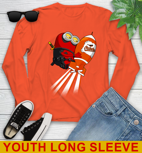 MLB Baseball Baltimore Orioles Deadpool Minion Marvel Shirt Youth Long Sleeve 3