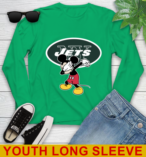New York Jets NFL Football Dabbing Mickey Disney Sports Youth Long Sleeve 7