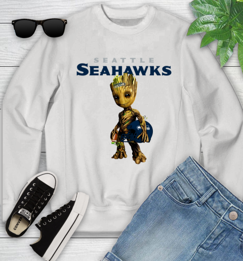 Seattle Seahawks NFL Football Groot Marvel Guardians Of The Galaxy Youth Sweatshirt