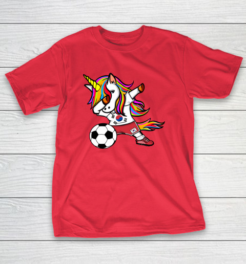 Dabbing Unicorn South Korea Football Korean Flag Soccer T-Shirt 22