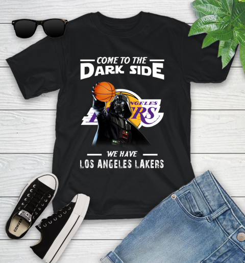 NBA Come To The Dark Side We Have Los Angeles Lakers Star Wars Darth Vader Basketball Youth T-Shirt