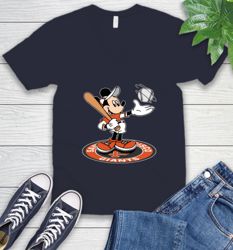 MLB Baseball San Francisco Giants Cheerful Mickey Disney Shirt V-Neck T-Shirt 3