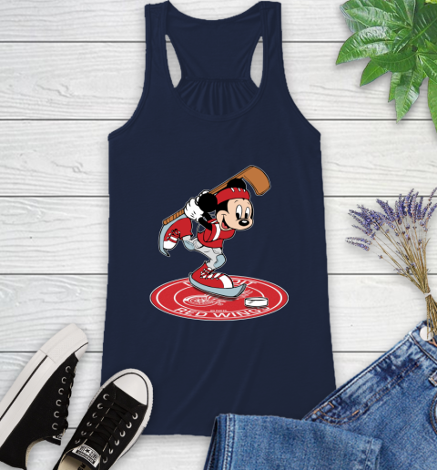 NHL Hockey Detroit Red Wings Cheerful Mickey Disney Shirt Racerback Tank 11