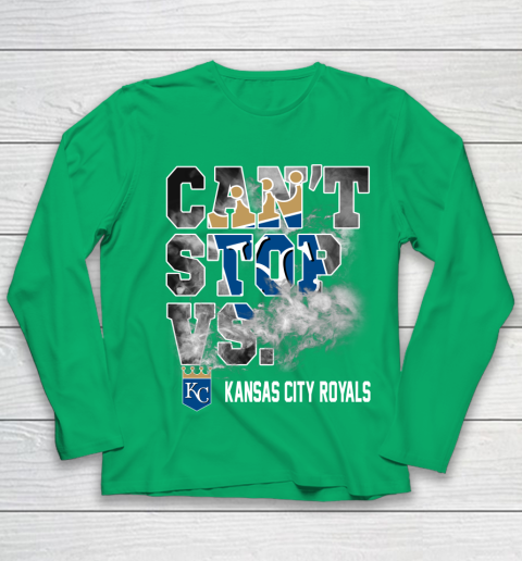 MLB Kansas City Royals Baseball Can't Stop Vs Kansas City Royals Youth Long Sleeve 4