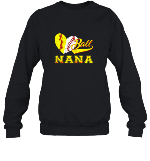 Baseball Softball Ball Heart Nana Shirt Mother's Day Gifts Sweatshirt