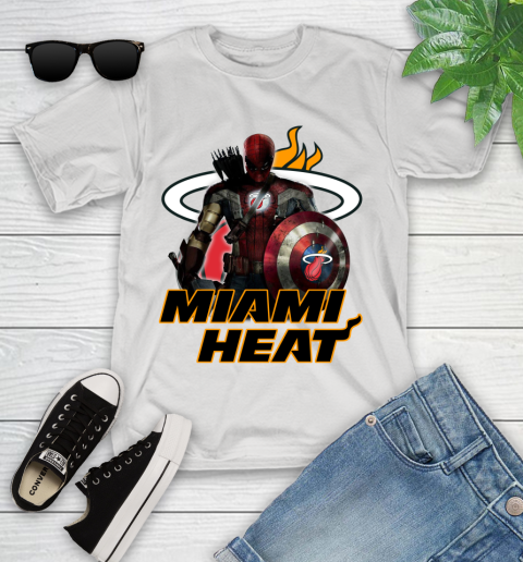 Miami Heat NBA Basketball Captain America Thor Spider Man Hawkeye Avengers Youth T-Shirt