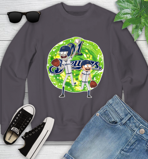 MLB Milwaukee Brewers Rick And Morty Baseball Sports Youth Sweatshirt 6