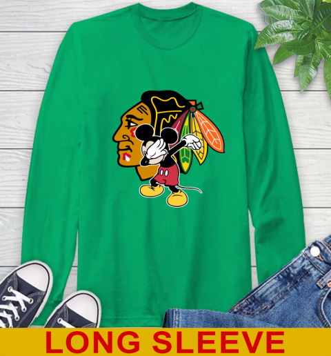 Chicago Blackhawks NHL Hockey Dabbing Mickey Disney Sports Long Sleeve T-Shirt 7