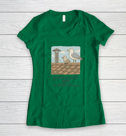 Conclave 2025 Vatican City Waiting For The Smoke Women's V-Neck T-Shirt 3