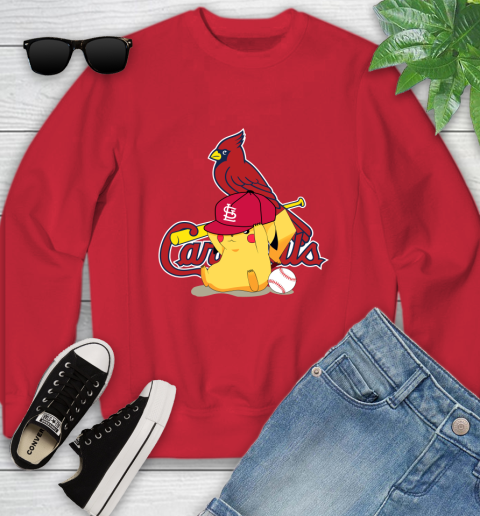 MLB Pikachu Baseball Sports St.Louis Cardinals Youth Sweatshirt - Image 10