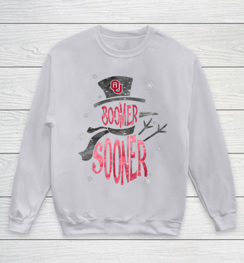 Oklahoma Sooners Christmas Snowman Youth Sweatshirt 3