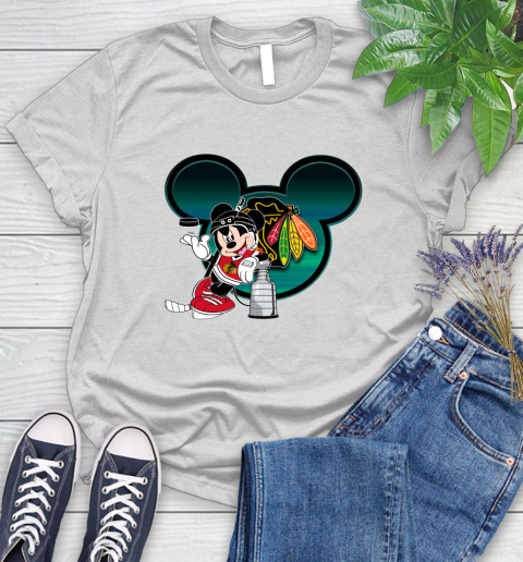 NHL Chicago Blackhawks Stanley Cup Mickey Mouse Disney Hockey T Shirt Women's T-Shirt