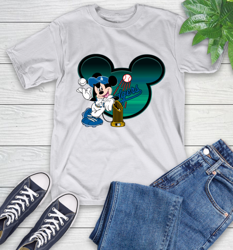 MLB Los Angeles Dodgers The Commissioner's Trophy Mickey Mouse Disney T-Shirt 12