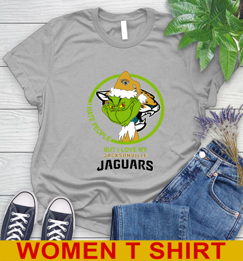 Jacksonville Jaguars NFL Christmas Grinch I Hate People But I Love My Favorite Football Team Women's T-Shirt 5