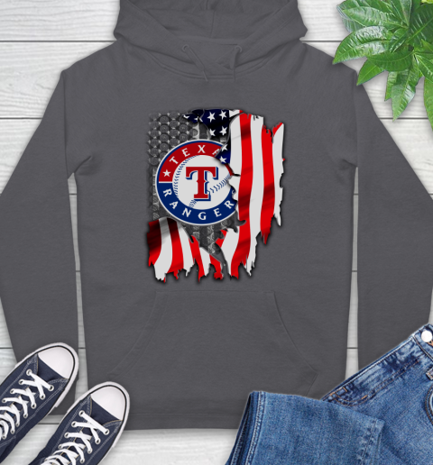 Texas Rangers MLB Baseball American Flag Hoodie 7