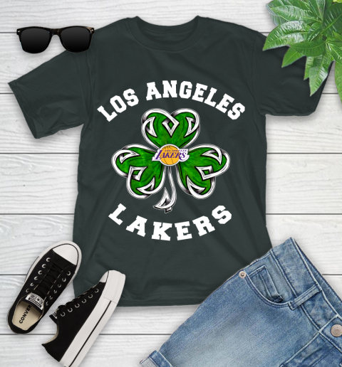 NBA Los Angeles Lakers Three Leaf Clover St Patrick's Day Basketball Sports Youth T-Shirt 6