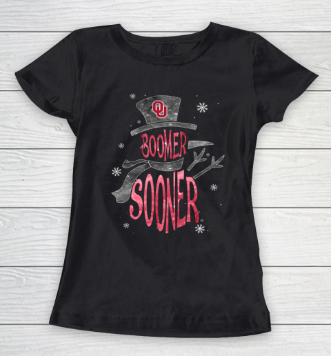 Oklahoma Sooners Christmas Snowman Women's T-Shirt
