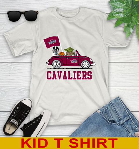 NBA Basketball Cleveland Cavaliers Darth Vader Baby Yoda Driving Star Wars Shirt Youth T-Shirt 12