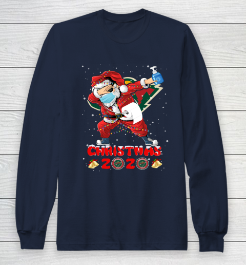 Minnesota Wild Funny Santa Claus Dabbing Christmas 2020 NHL Long Sleeve T-Shirt 2