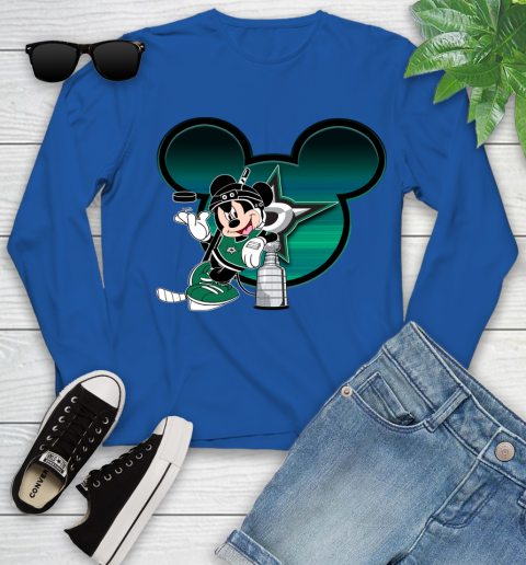 NHL Dallas Stars Stanley Cup Mickey Mouse Disney Hockey T Shirt Youth Long Sleeve 9