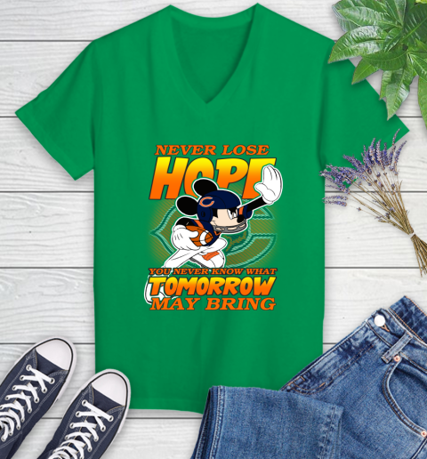 Chicago Bears NFL Football Mickey Disney Never Lose Hope Women's V-Neck T-Shirt 5