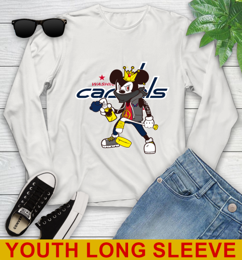 Washington Capitals NHL Hockey Mickey Peace Sign Sports Youth Long Sleeve 12