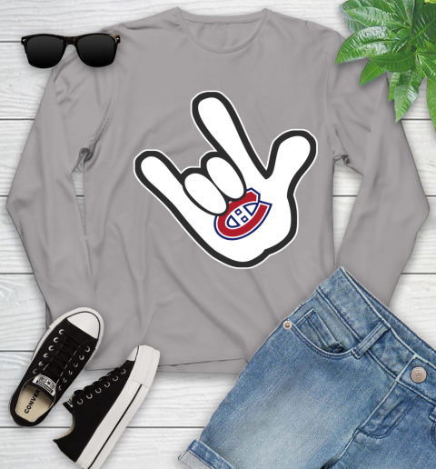 Montreal Canadiens NHL Hockey Mickey Rock Hand Disney Youth Long Sleeve 5