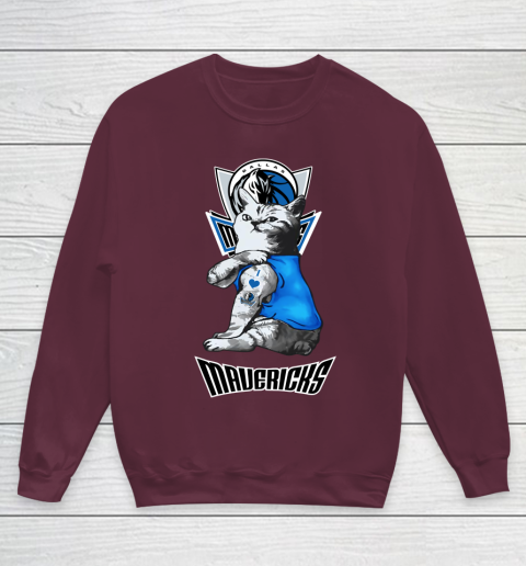 NBA Basketball My Cat Loves Dallas Mavericks Youth Sweatshirt 4