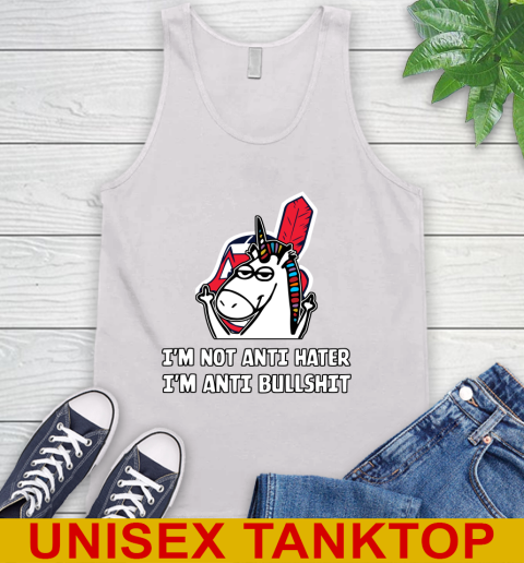 Cleveland Indians MLB Baseball Unicorn I'm Not Anti Hater I'm Anti Bullshit Tank Top
