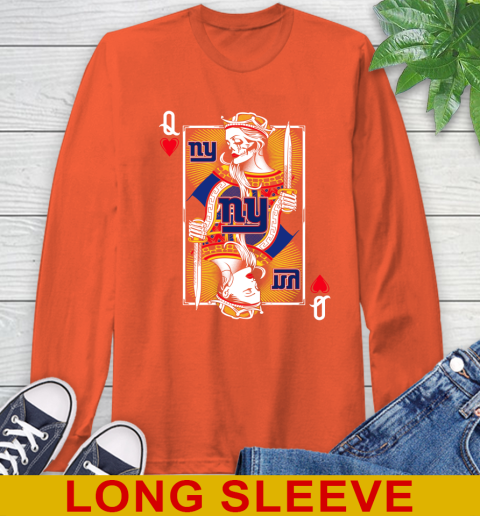NFL Football New York Giants The Queen Of Hearts Card Shirt Long Sleeve T-Shirt 4
