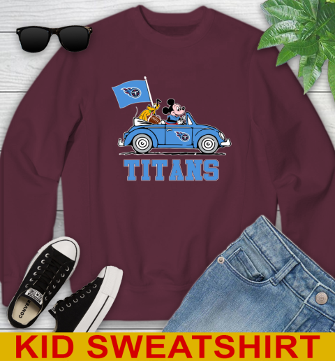 NFL Football Tennessee Titans Pluto Mickey Driving Disney Shirt Youth Sweatshirt 5