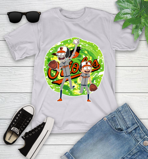 MLB Baltimore Orioles Rick And Morty Baseball Sports Youth T-Shirt 4