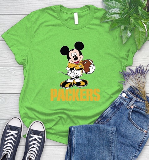 NFL Football Green Bay Packers Cheerful Mickey Mouse Shirt Women's T-Shirt 10