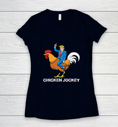 Chicken Jockey Funny Trump Women's V-Neck T-Shirt 2