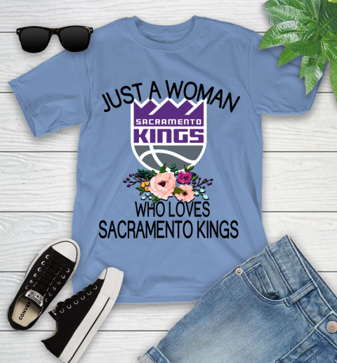 NBA Just A Woman Who Loves Sacramento Kings Basketball Sports Youth T-Shirt 9