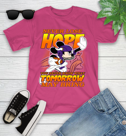 Minnesota Vikings NFL Football Mickey Disney Never Lose Hope Youth T-Shirt 11