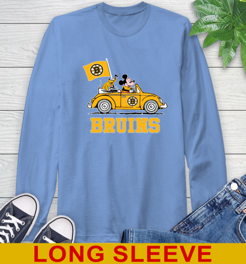 NHL Hockey Boston Bruins Pluto Mickey Driving Disney Shirt Long Sleeve T-Shirt 11