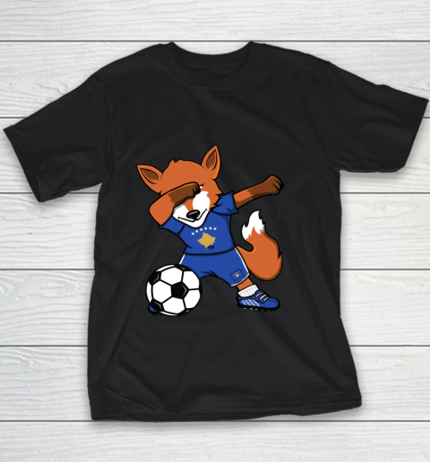 Dabbing Fox Kosovo Soccer Fans Jersey Kosovar Football Lover Youth T-Shirt
