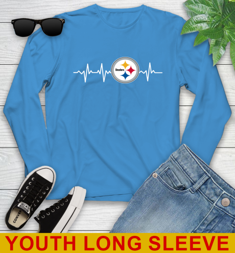 Pittsburgh Steelers NFL Football Heart Beat Shirt Youth Long Sleeve 8