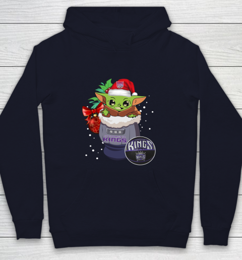 Sacramento Kings Christmas Baby Yoda Star Wars Funny Happy NBA Youth Hoodie 3