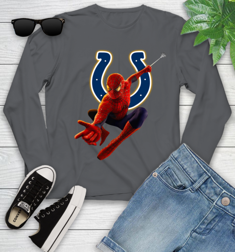 NFL Spider Man Avengers Endgame Football Indianapolis Colts Youth Long Sleeve 8
