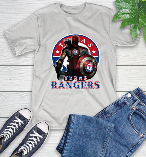 MLB Captain America Thor Spider Man Hawkeye Avengers Endgame Baseball Texas Rangers T-Shirt
