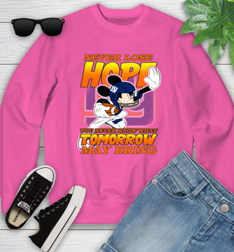 New York Giants NFL Football Mickey Disney Never Lose Hope Youth Sweatshirt 6