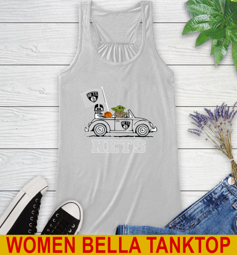 NBA Basketball Brooklyn Nets Darth Vader Baby Yoda Driving Star Wars Shirt Racerback Tank